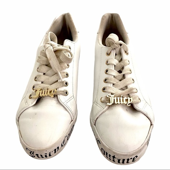 Juicy Couture Chatter Sneakers Sz 7.5 White Low Top Logo Sporty Fashion Lace-up - Picture 3 of 8